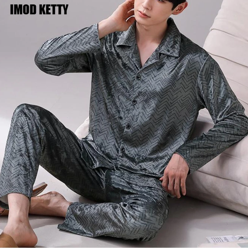 

Korean Loose Homewear Long-sleeved Casual Design Fashion Sets Men's Pajamas Sets Home Suits Design Sleepwear 2023 Spring Autumn