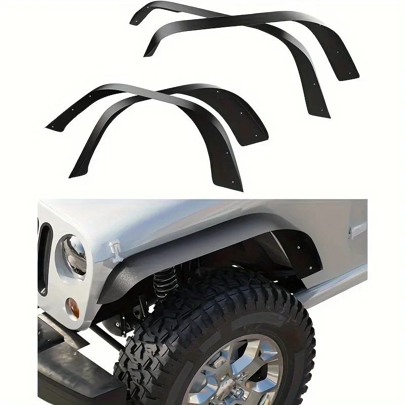 

Enhanced Set of 4 Sturdy Flat Front & Rear Fender Flares for 2007-2018 Wrangler JK & JKU Unlimited - Ideal for Off-Road Adventur