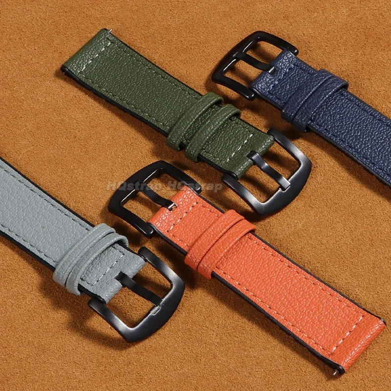 Premium Leather Silicone Hybrid Watch Band - Soft, Waterproof, Quick Release Strap