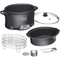 2-in-1 Indoor Electric Smoker & Programmable Slow Cooker, 6 Quart, With 3-Tier Smoking Rack for Meat 1