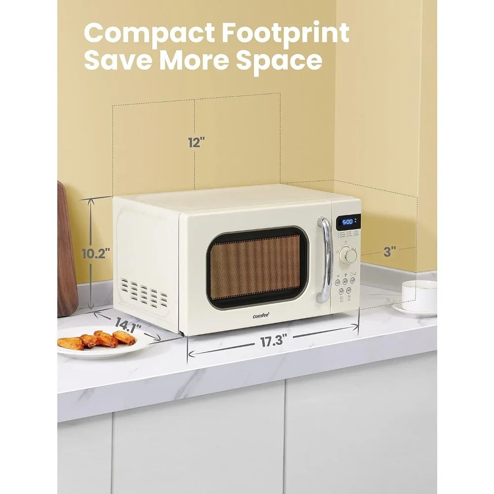 Microwave Oven Compact Size 9 Preset Menus Position-Memory Turntable Mute Function 0.7 Cu Ft/700W