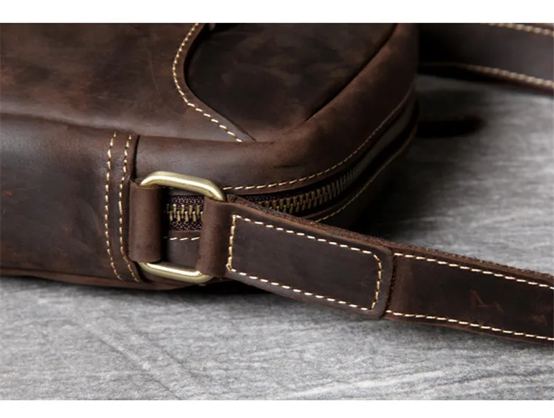 Vintage fashion crazy horse cowhide men's phone bag daily outdoor work weekend genuine leather small shoulder crossbody bag