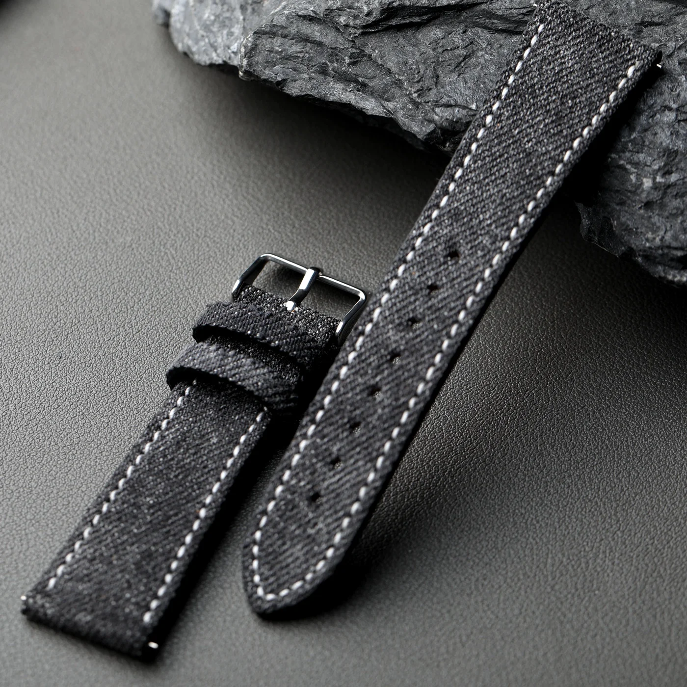 Premium Handmade Okayama Denim Leather Strap - Ultra-Thin Quick Release in Black, Brown, Blue