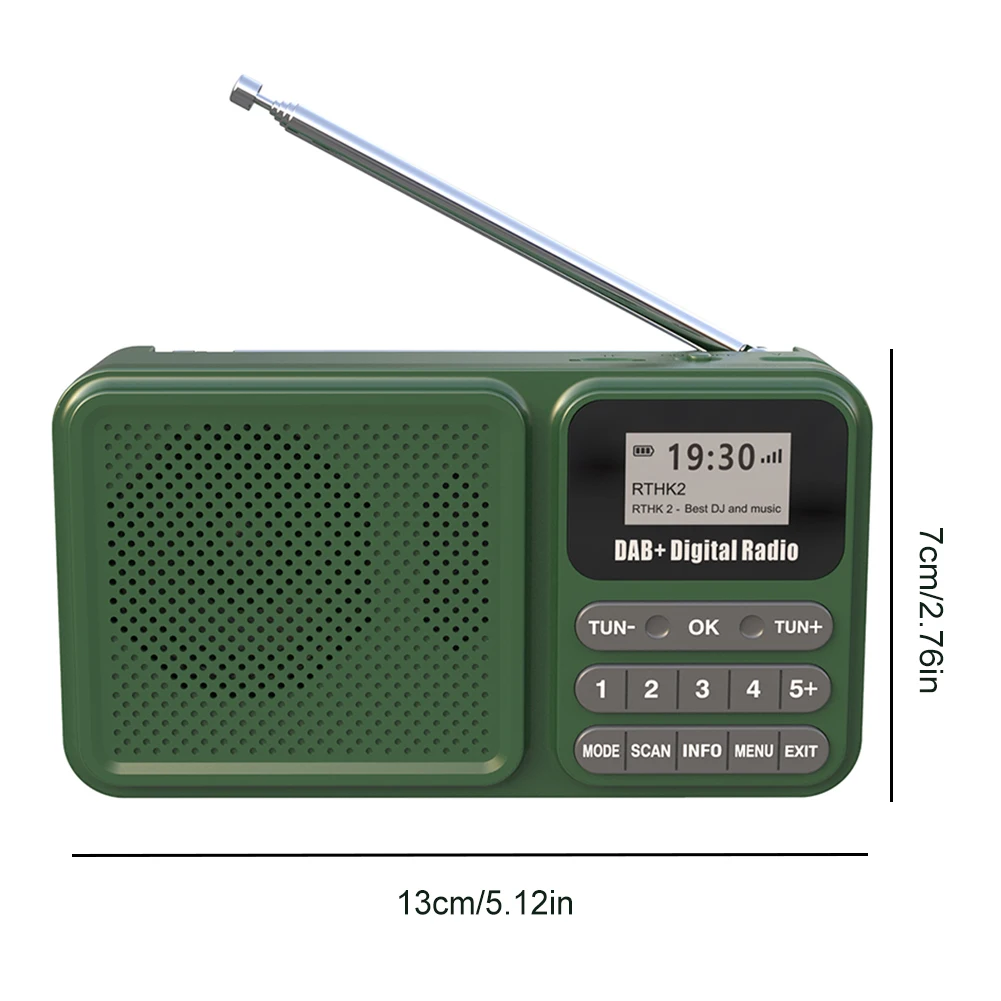 1200mAh Bluetooth DAB Digital Radio Receiver Lightweight Rechargeable Portable Radios Home Broadcast Audio Speaker Music Player