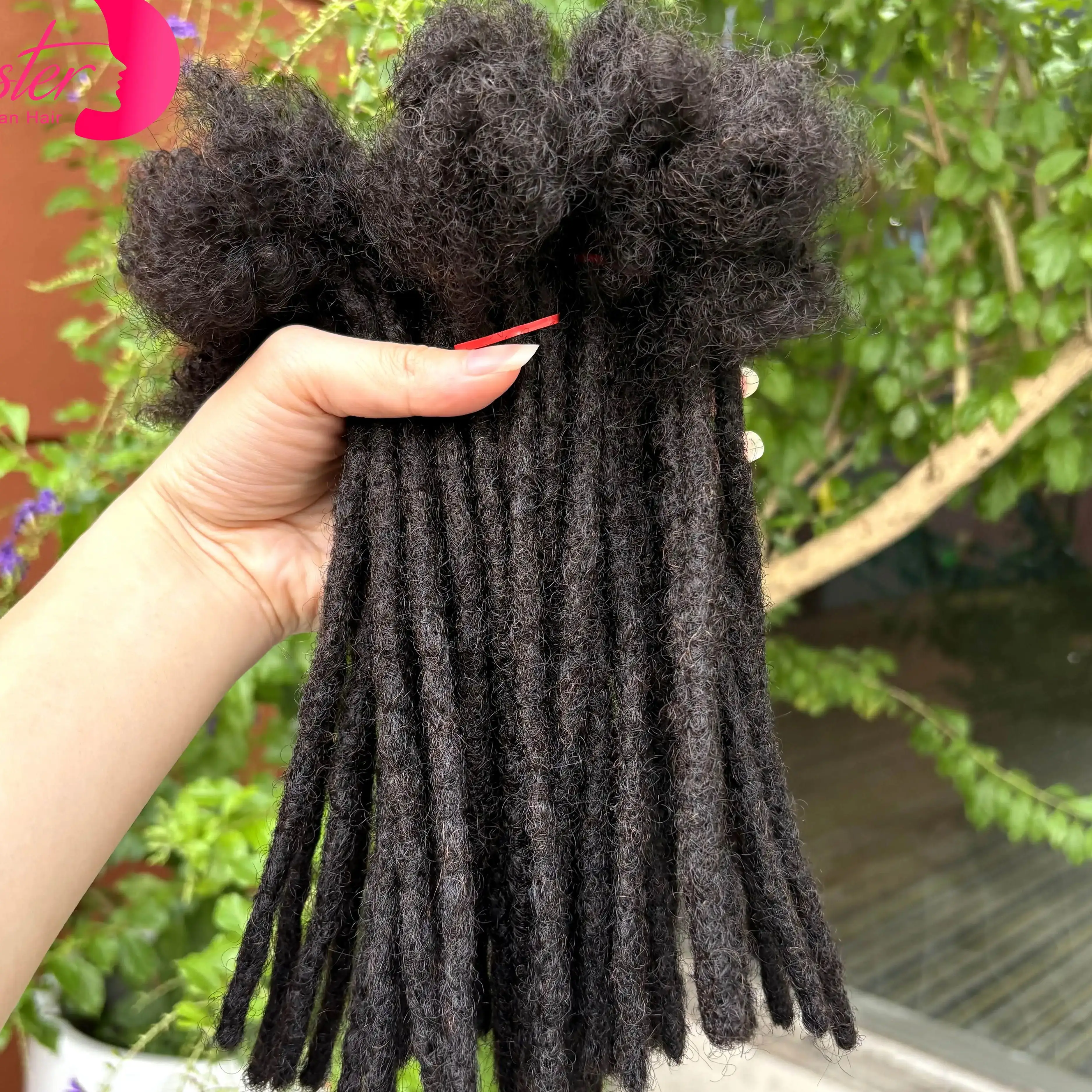 100% Human Hair Inter Loc Extensions 0.6cm Width 4-8 Inch 50 Strands Handmade Regular Dreadlock Extensions for Men Women Kids
