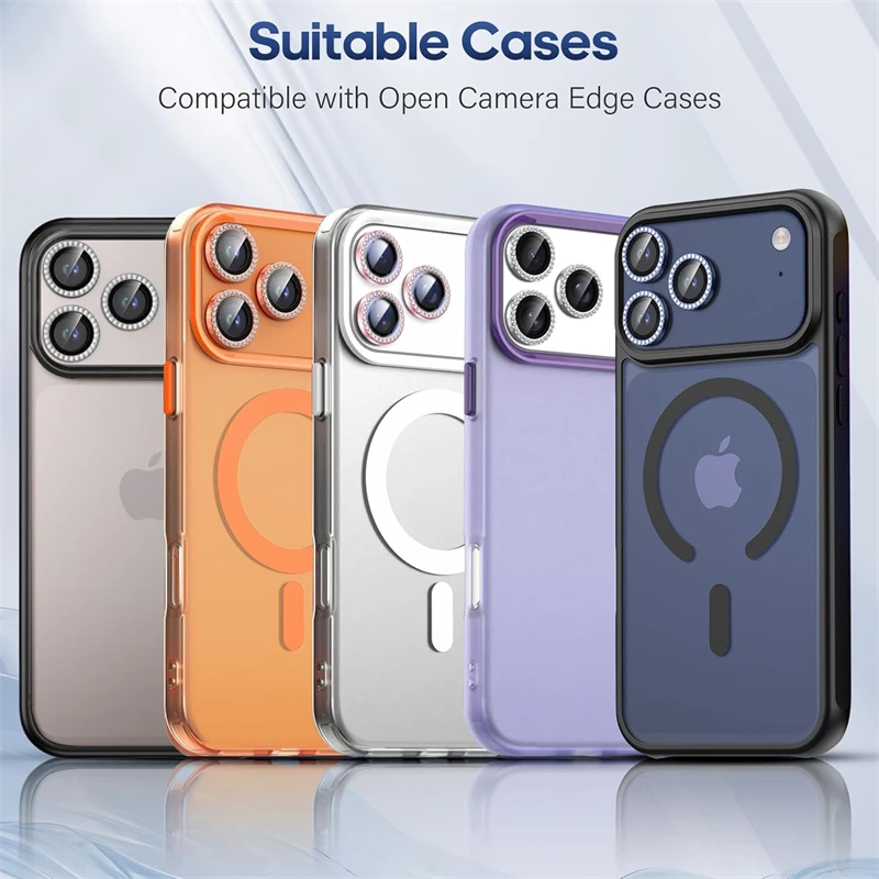 Luxury Diamond Glass Camera Lens Protector with Metal Ring Cover