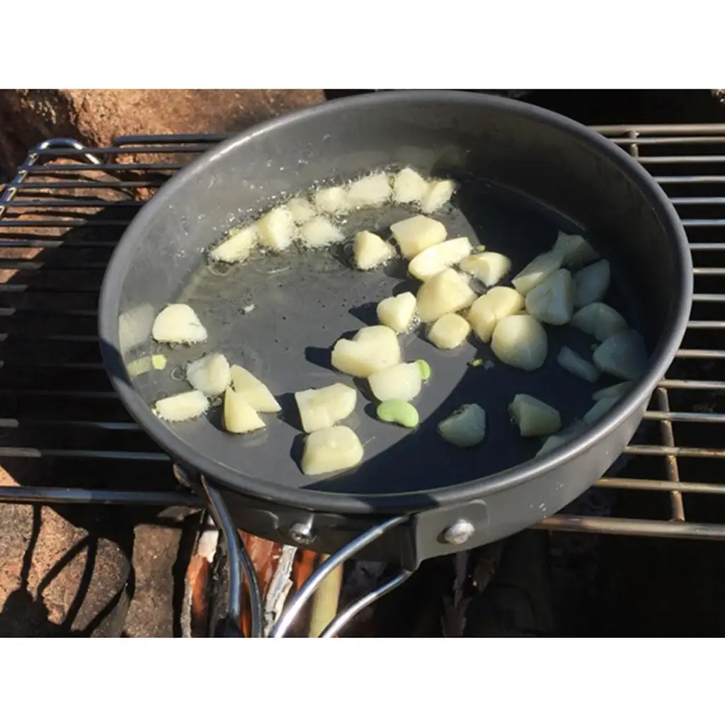 경량 캠핑 프라이팬 접이식 논스틱 알루미늄 팬 (백패킹 야외 요리용)