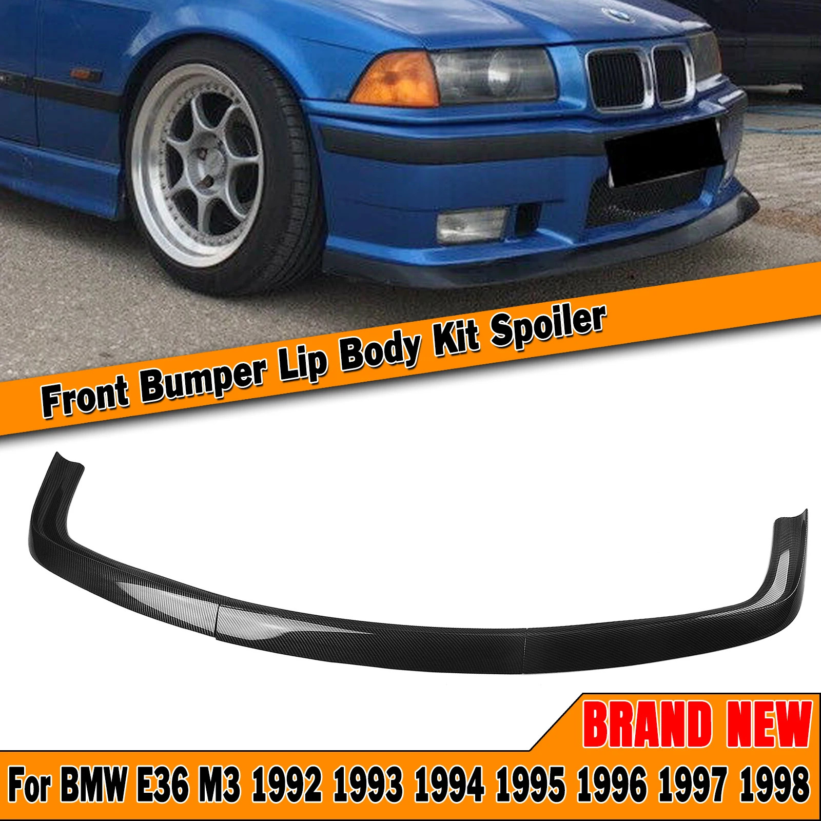 For BMW E36 M3 1992 1998 Only AC Style Front Spoiler Bumper Lip Carbon