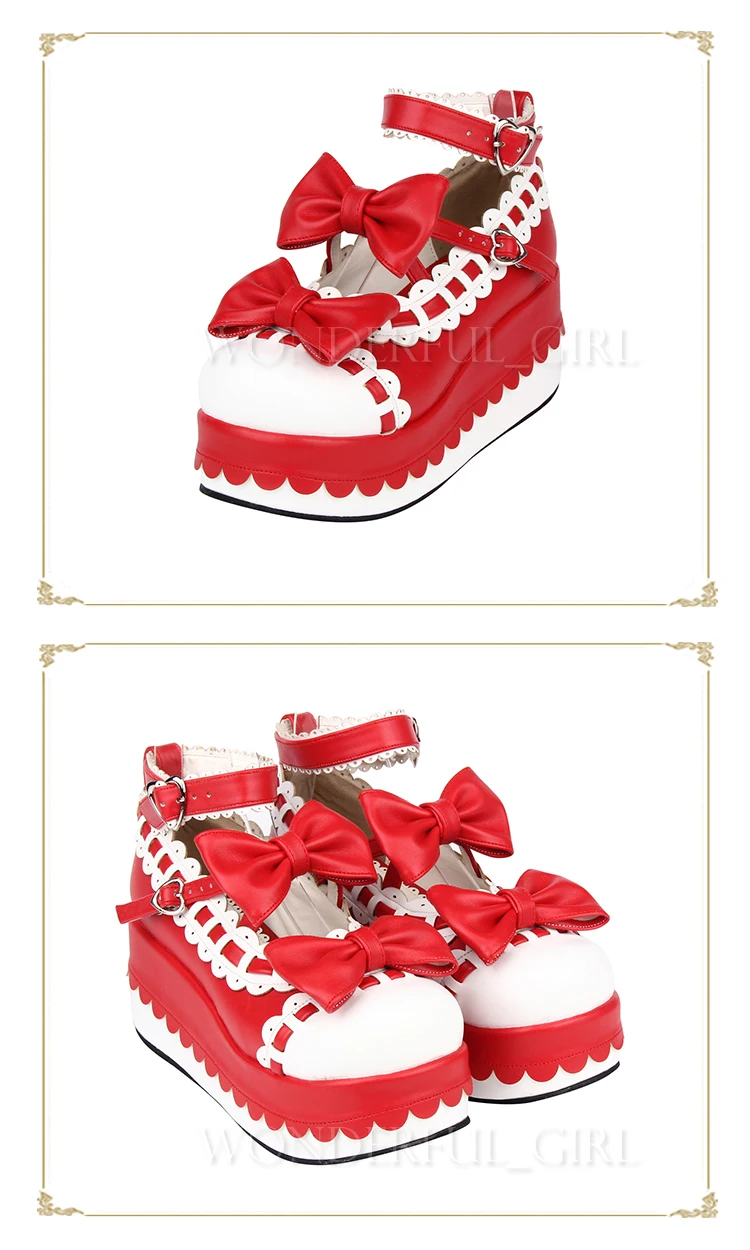 Neue japanische Lolita Plateauschuhe Prinzessin Cosplay Schuhe mit Schleife Größe 35-47 9