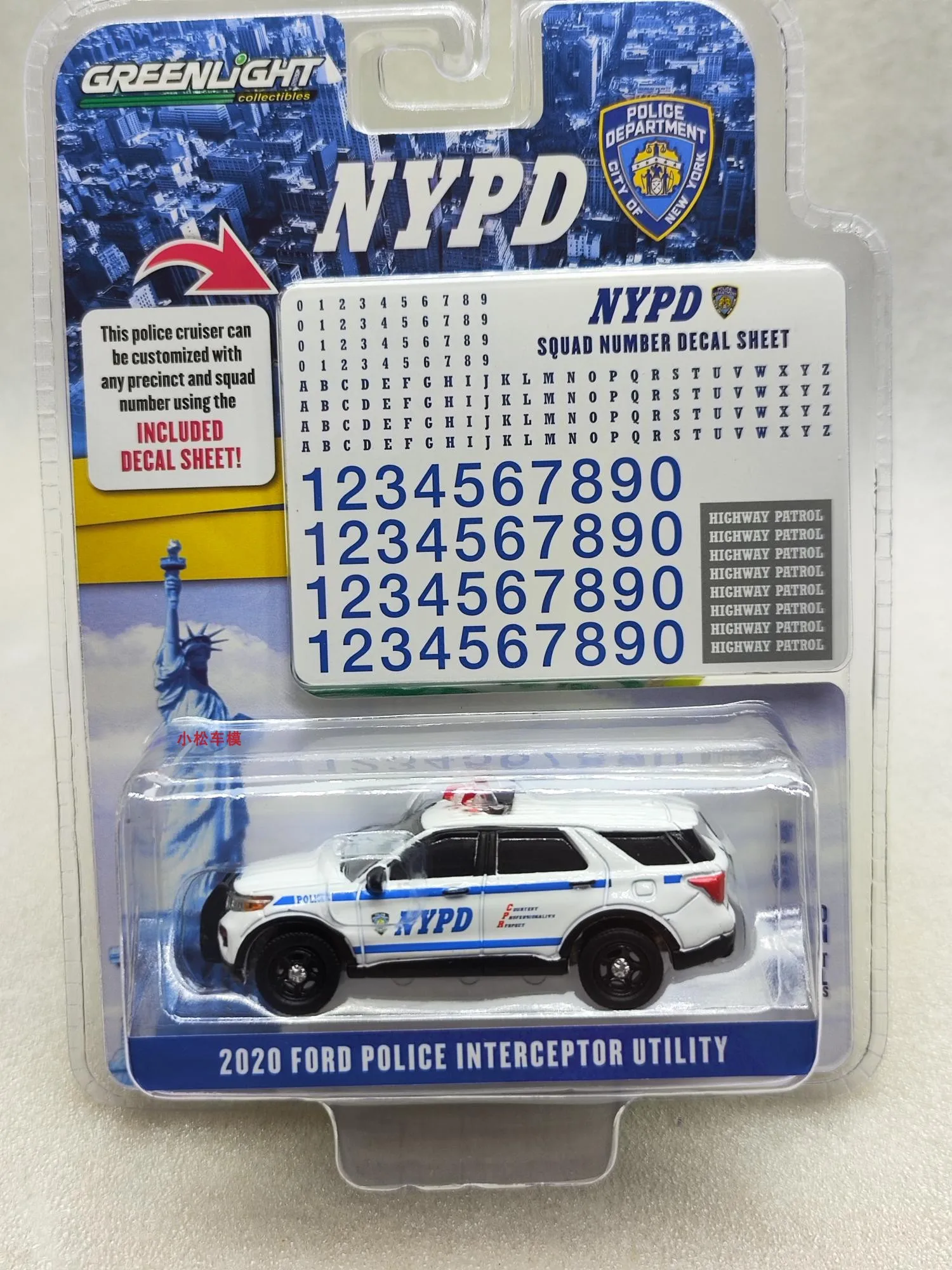 1:64 2020 Ford полицейский перехватчик утилета NYPD модель автомобиля коллекционная игрушка подарок сувенир демонстрационный орнамент