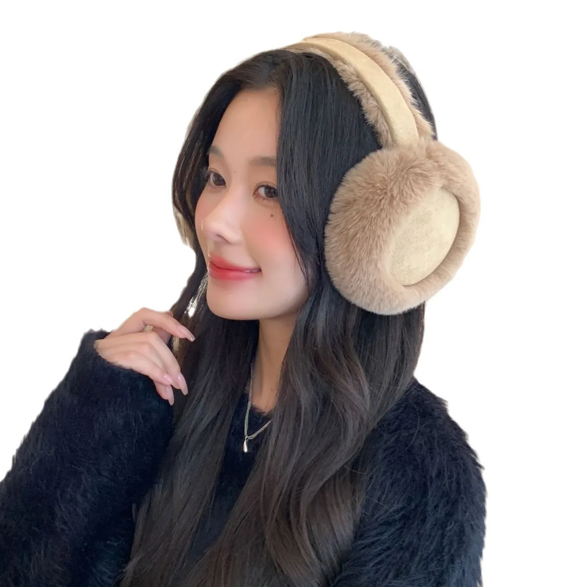 Warm Earmuffs Fur Earmuffs Fashion Plush Thicken Earmuffs Women Maillard Brown Suede Ear Cover Winter Warm Soft Earlap Accessories Outdoor Cold Protection