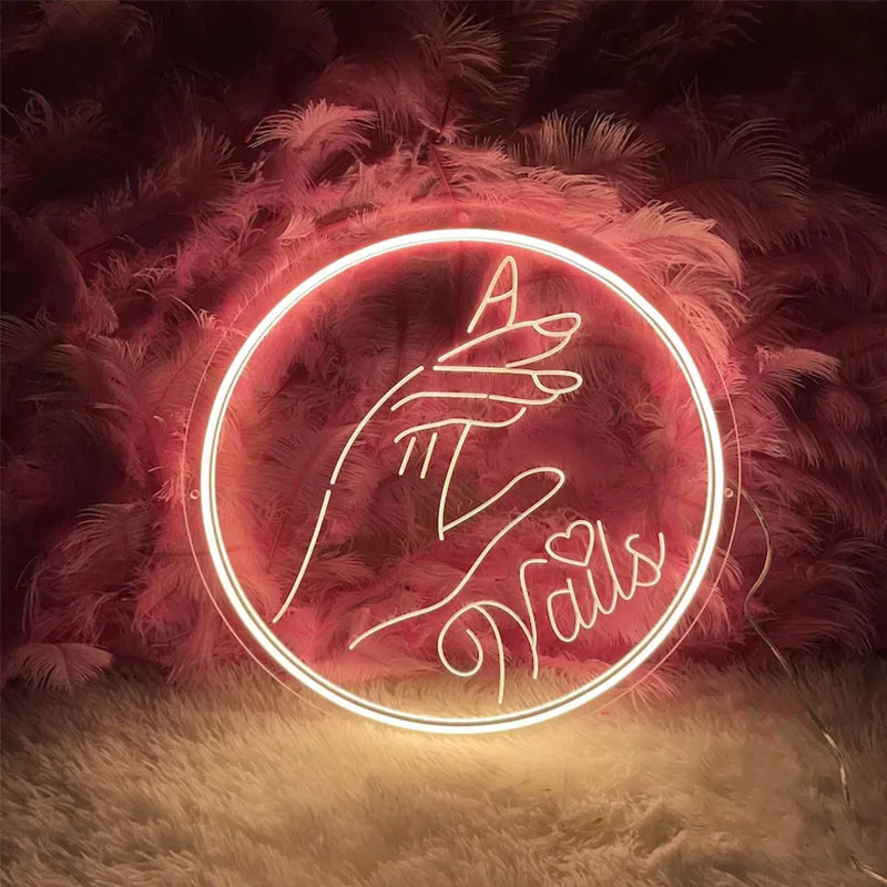 

Nails Neon Sign 3D Engrave Neon Sign for Beauty Room Salon Welcome Sign Personalized Gifts for Opening Nail Room Neon Art Decor