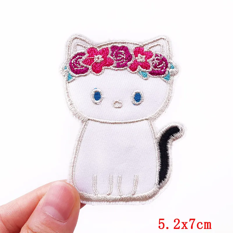 Cute Cat Embroidered Patches For Clothing Thermoadhesive Patches On Kids Clothes Applique DIY Cartoon Badges Animal Stickers 