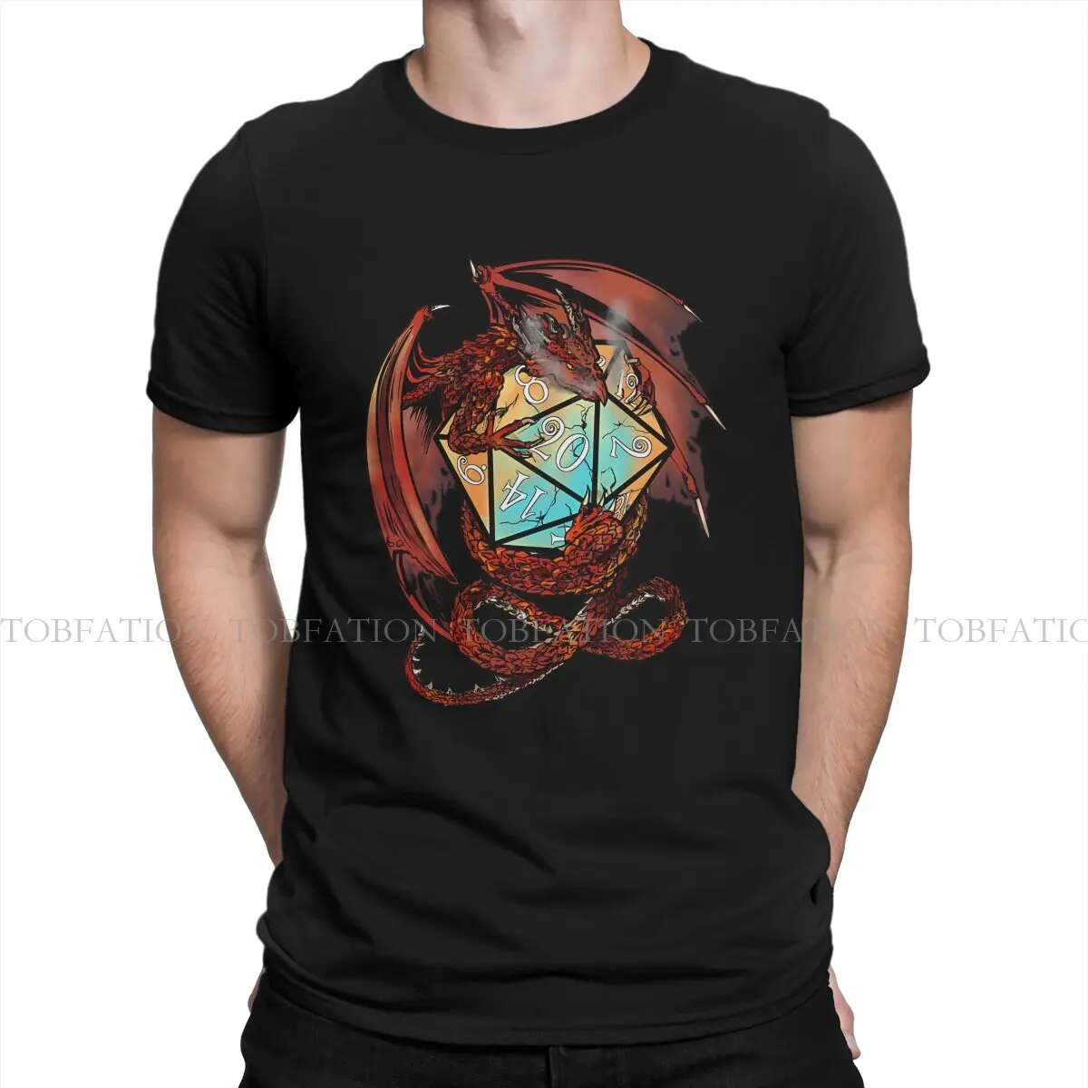 

Уникальная футболка с изображением игральных костей красного дракона Удобная футболка с изображением дракона