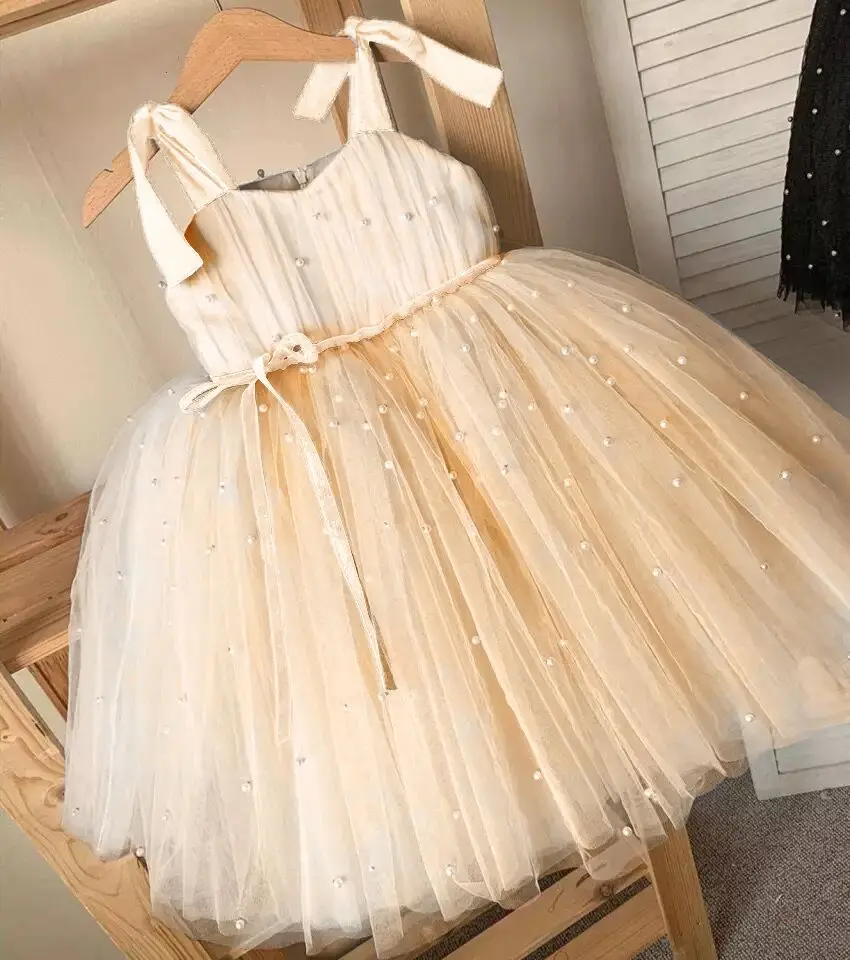 Niemowlęta dziewczynki 1 urodziny przyjęcie księżniczki sukienki dla dzieci wieczór weselny suknia niemowlęce tiul perły Tutu letnie przedsionki