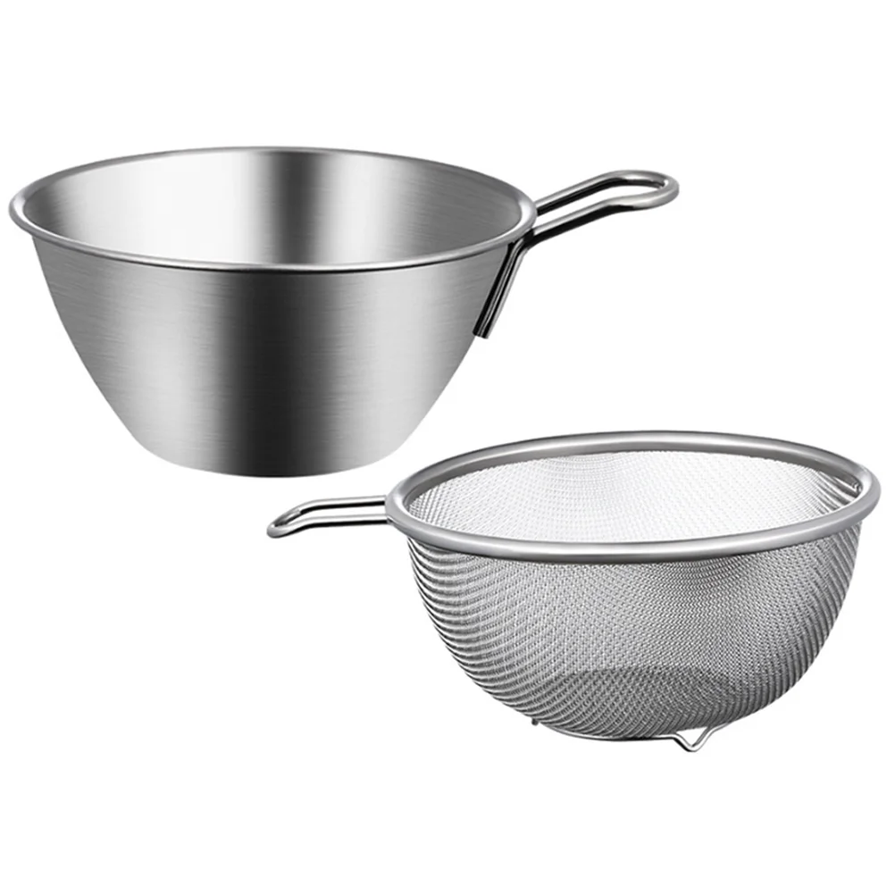 

Perforation Stainless Steel Egg Beater with Handle Baking Whipped Cream Salad Basin Mixing Bowl Bowls Rice Strainer