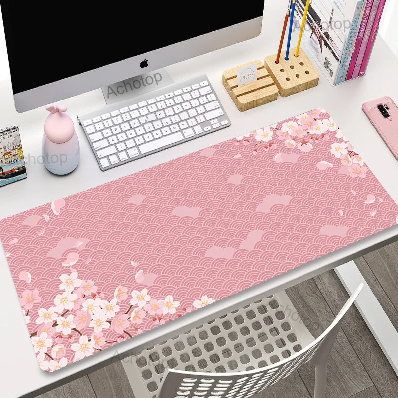 Alfombrillas de juego Sakura, alfombrilla para ratón de dibujos animados xl, tamaño grande, alfombrilla para ratón con pintura china para jugadores, teclado grande, alfombrilla para ordenador de escri