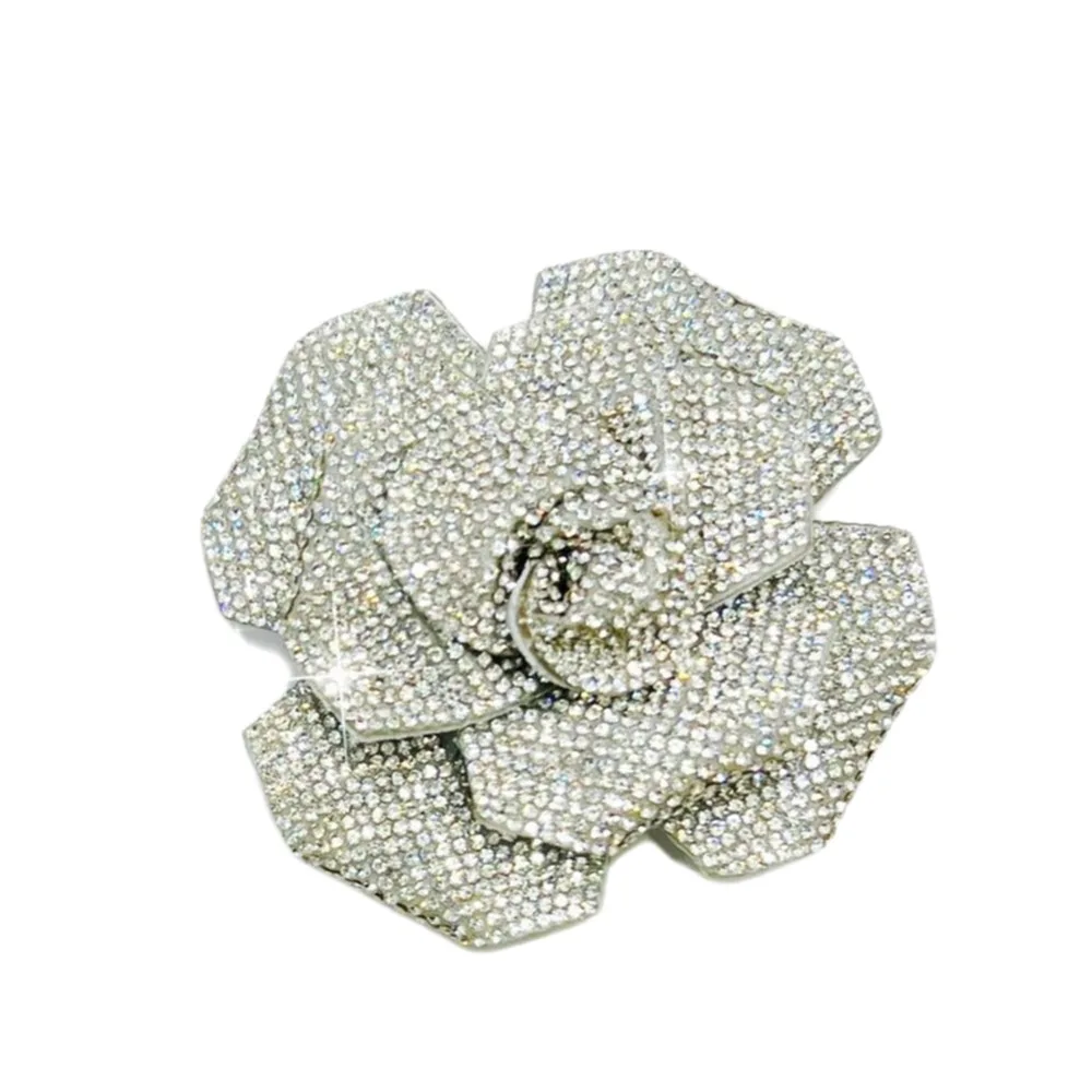 Sparkling 3D Rhinestone Rose Flower Embellishment