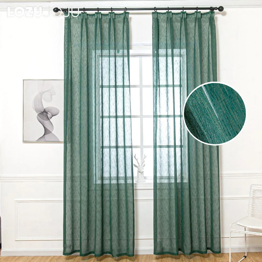 

LOZUJOJU Semi Crushed Sheer Curtains For Living Room Window Solid Color Long Tulle Bedroom Curtain Party Drapes High Quality