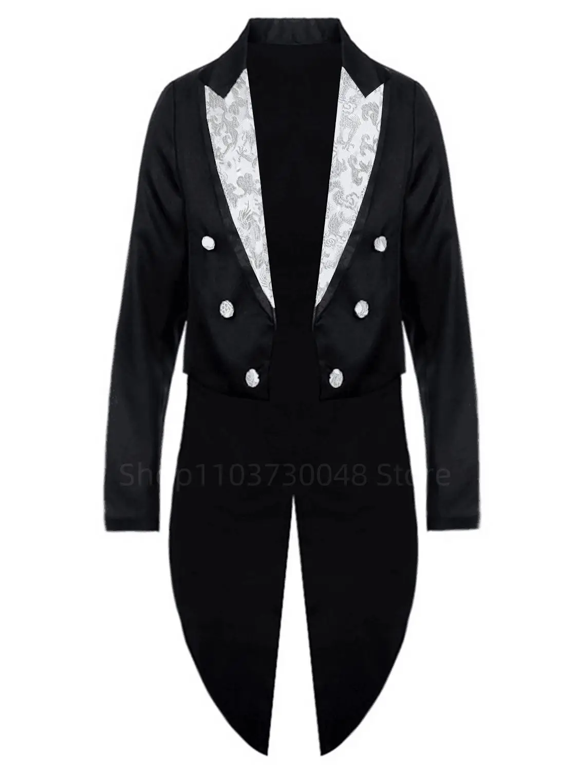 British Style Men Suits Blazer Tailcoat Double Breasted Fashion Groom Tuxedos Blazer Peaked Lapel Jacket Party Prom Long Coat