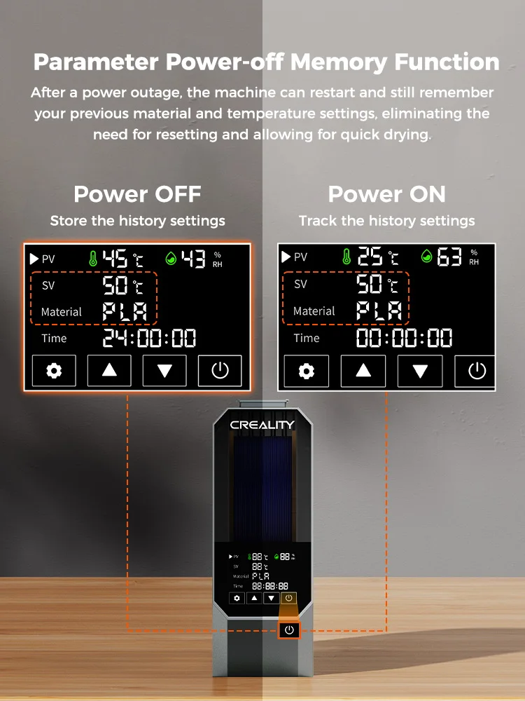 Creality Space Pi Filament Dryer Box Efficent drying Adjustable 45℃-70℃ 360° Hot-Air Heating For Creality K1 / Ender 3 V3 SE