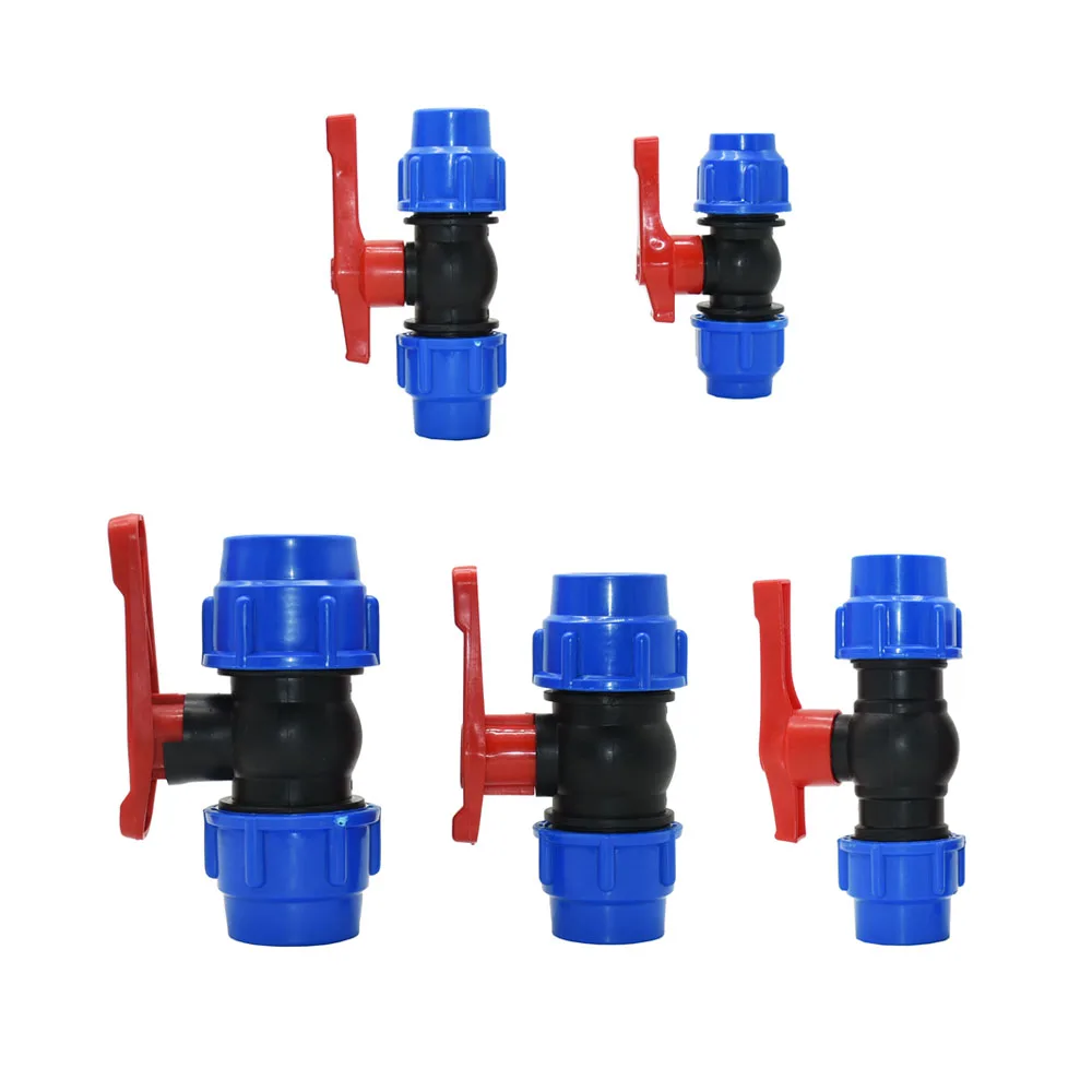 Plastic Pipe Fitting 20/25/32/40/50/63mm PE Tube Tap Connector Tee Water Splitter Quick Valve Irrigation Coupler Straight Elbow Plug