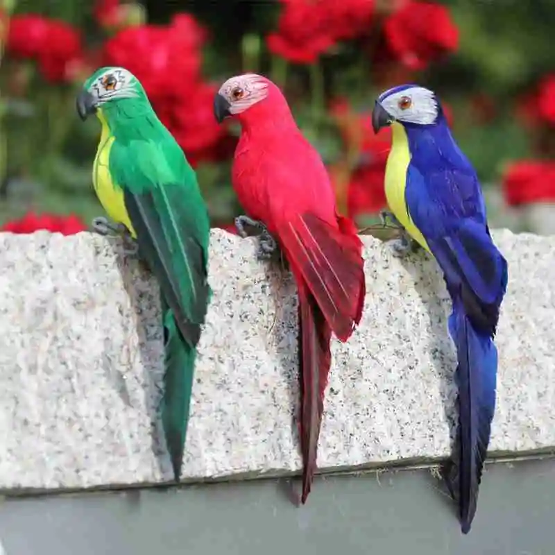 

35cm Simulation Parrot Creative Handmade Foam Feather Macaw Lawn Figurine Ornament Fake Animal Bird Garden Prop Decoration