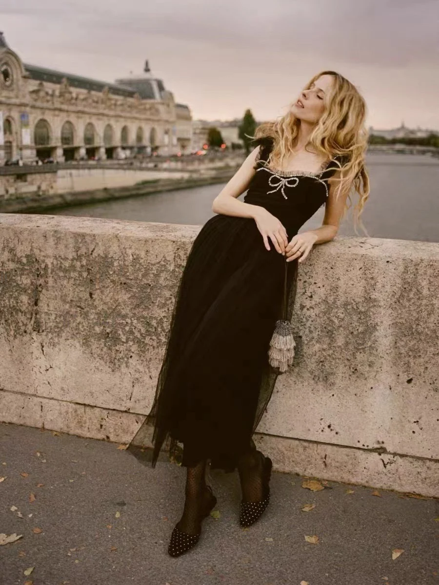 

Сетчатое маленькое сказочное платье с бантом и бриллиантами для похудения праздничного платья