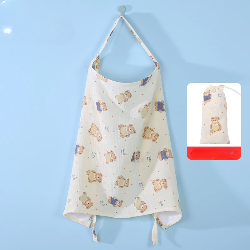 Mom's Outdoor Baby Feeding Cover, Pure Cotton Cape Adjustable Apron Baby Feeding Blanket Stroller Protective Cover Nurse