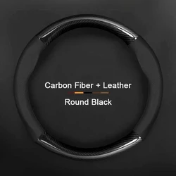 Luxurious Leather Car Steering Wheel Cover (Black)
