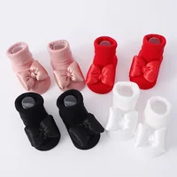 Lovely Bow Baby Headband Socks Set Non Slip Cotton Princess Sock Newborn Hair Band Infant Girl Hair Accessories Gift 3