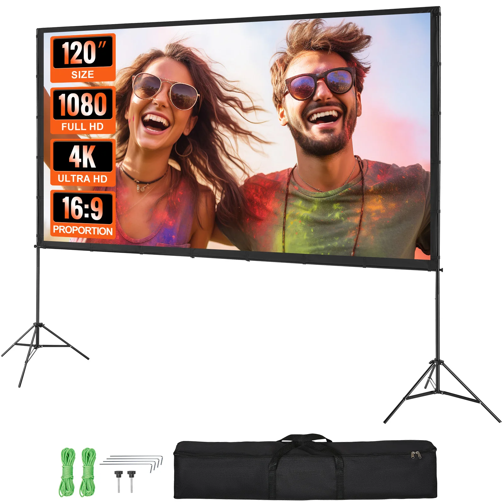 VEVOR Portable Projector Screen with Stand 4K HD