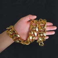 Grand Collier Épais en Acrylique pour Homme, Bijoux Hip Hop en Or, Style Punk, Lien en Plastique 4