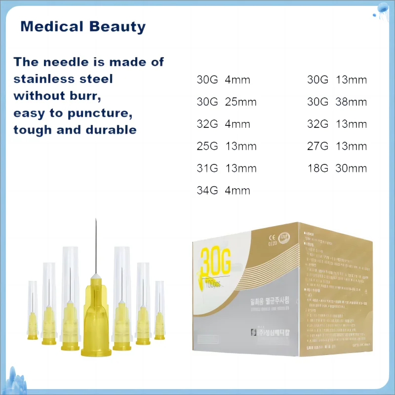 50PCS Painless small needle disposable 30G/32G/34G medical microplastic injection cosmetic sterile surgical tool