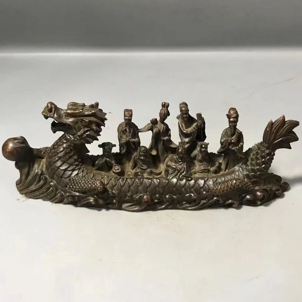 

Eight Immortals Dragon Boat Bronze Ware, Eight Immortals Cross the Sea Statue Decoration, Eight Immortals Bronze Statue, Each Sh