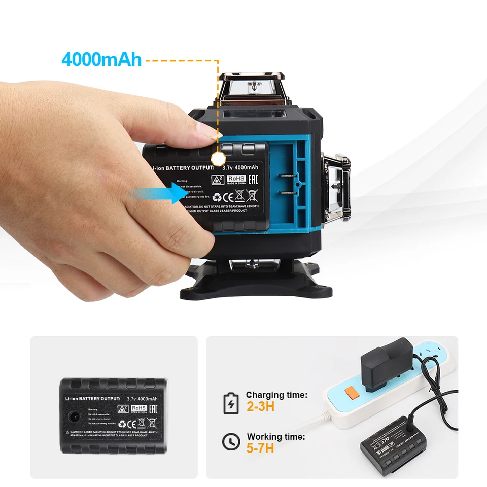 KEZERS Display Green Laser Level 16 Lines 4D 360 KL4D-03G 1PC