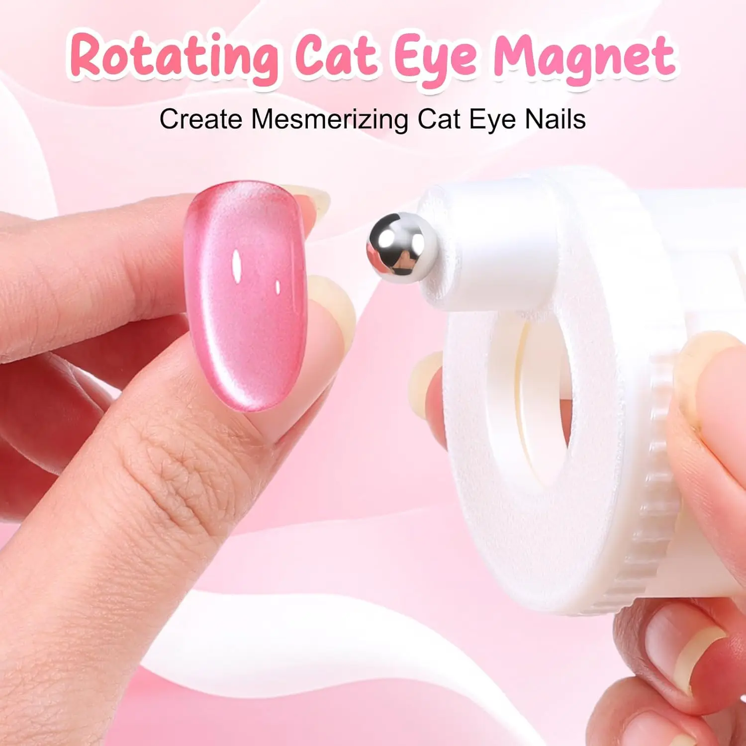 Rotating Cat Eye Nail Magnet with Wide Light Glass Bead Effect - Multifunctional and Strong