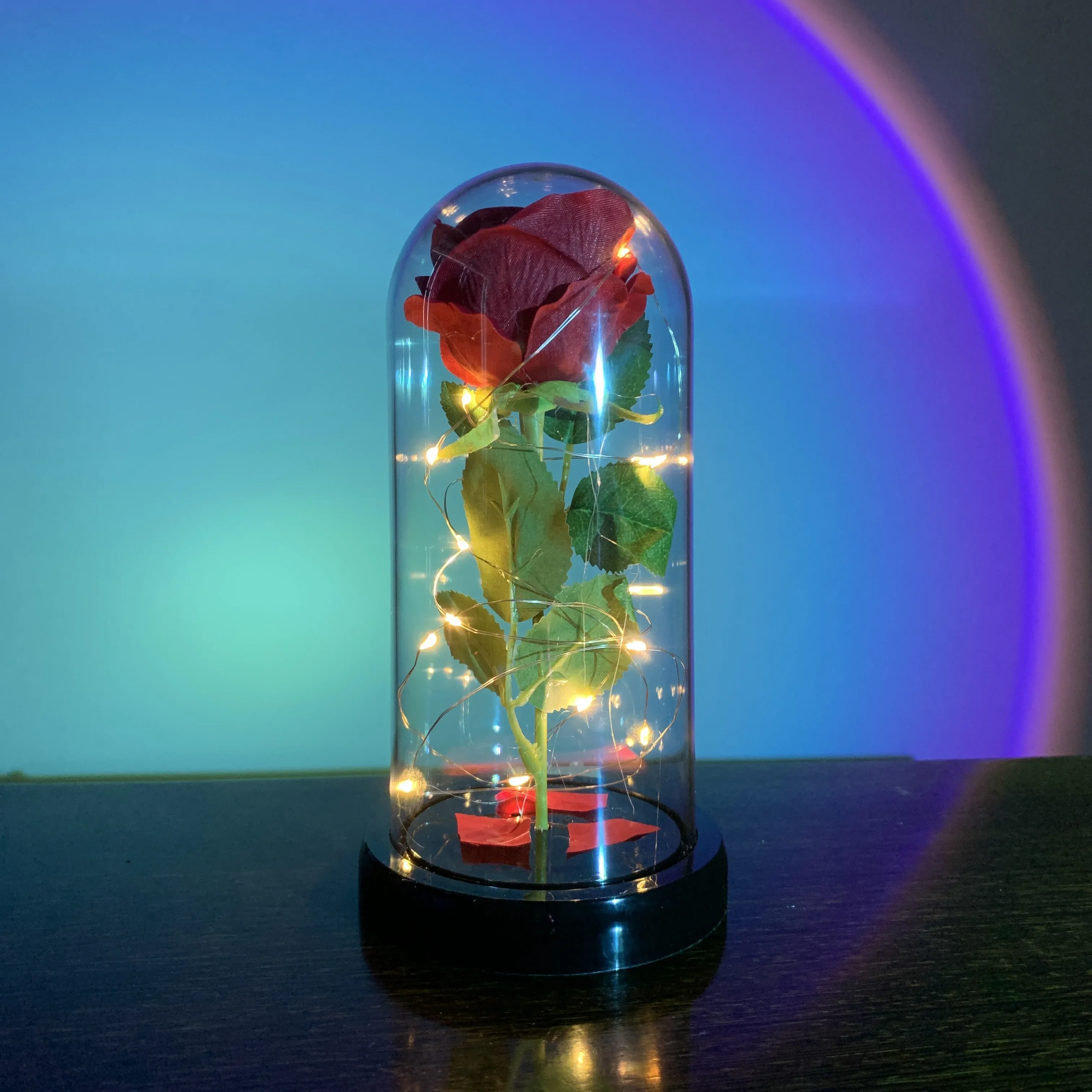 Flower Beauty And The Beast Led Eternal Rose In Christmas Fiori Artificiali Per La Decorazione Matrimonio Regali Di Capodanno Festa Della Mamma