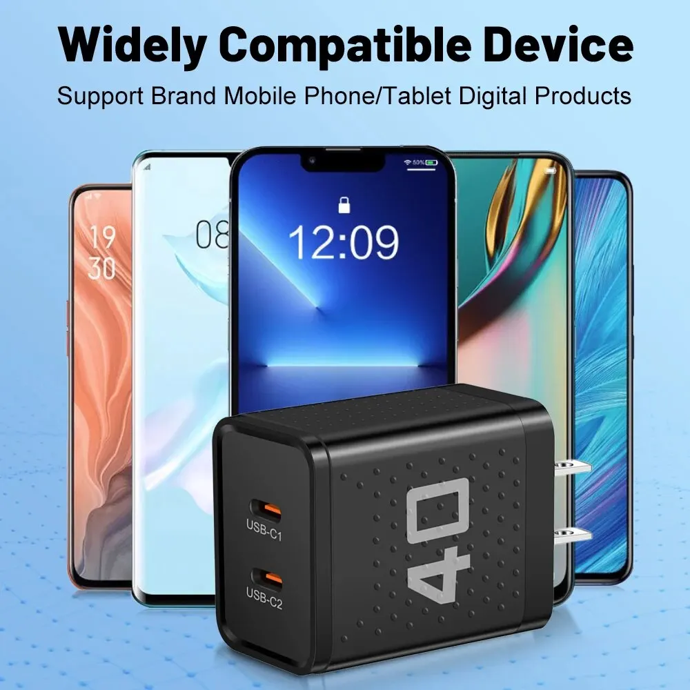 20W Dual PD 2 Ports USB C Chrager Fast Charger Type C For Xiaomi 12 iPhone 13 14 Pro Realme QC3.0 Type C Fast Charging