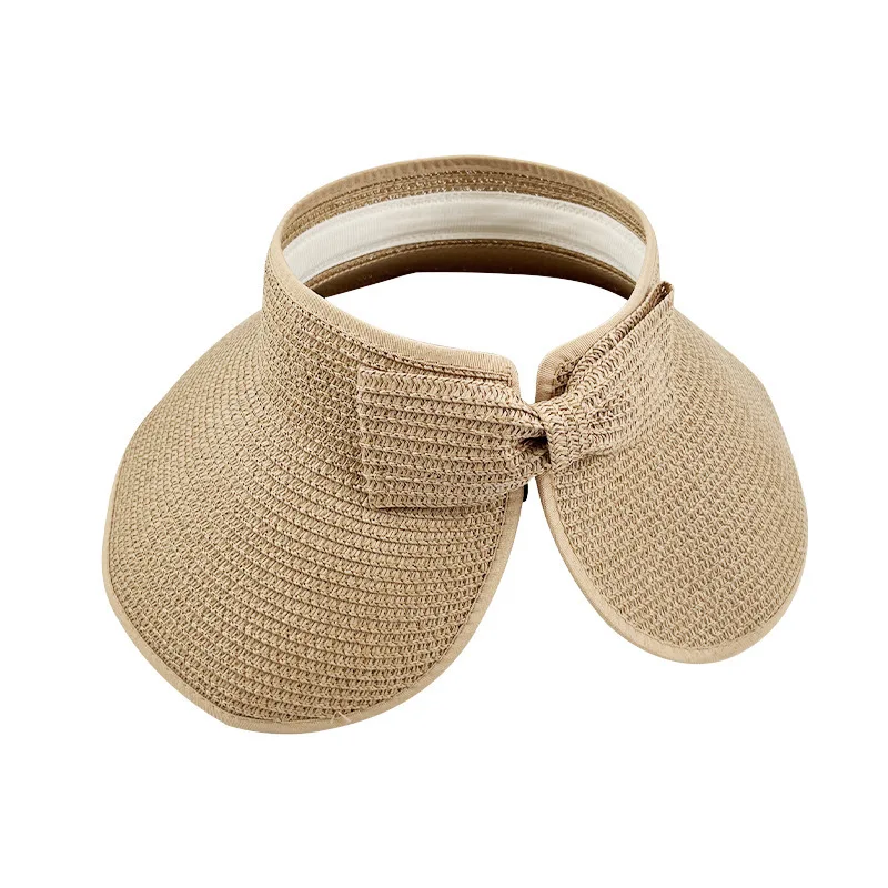 Women Summer Visors Women Summer Visors Hat Foldable Wide Large Brim Bowknot Empty Top Straw Hats Beach UV Protection Caps