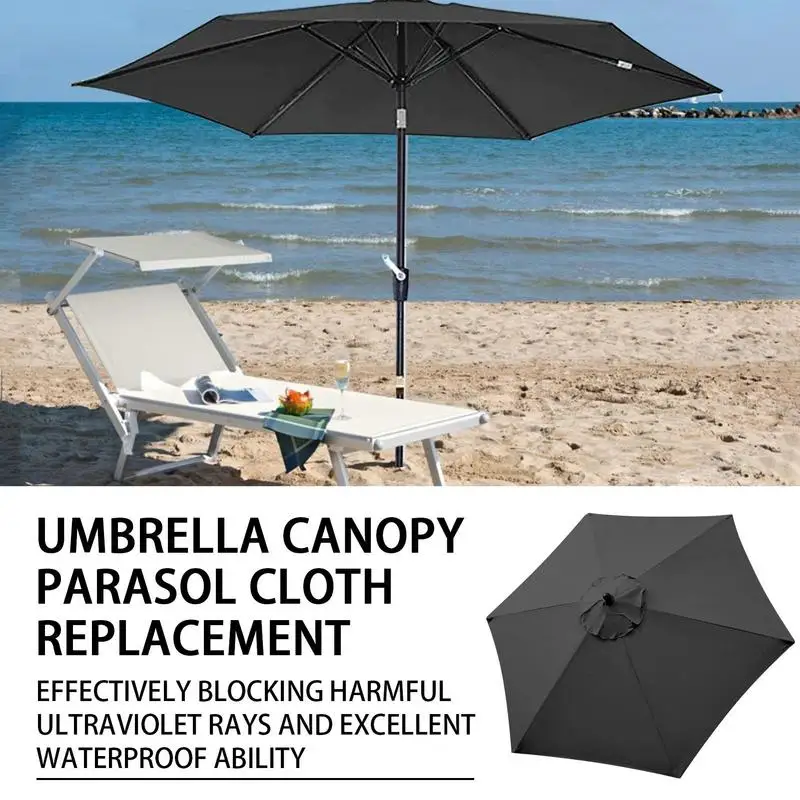 Ribs Patio Umbrella Replacement Canopy Waterproof Outdoor Garden Patio Banana Umbrella UV Protection Awning Without Stand