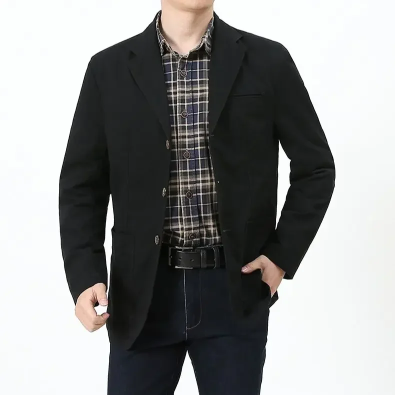 New Autumn winter suit Men fashion jacket Casual Blazers Cotton Denim Parka Men's loose Jackets male Big Size wear X37