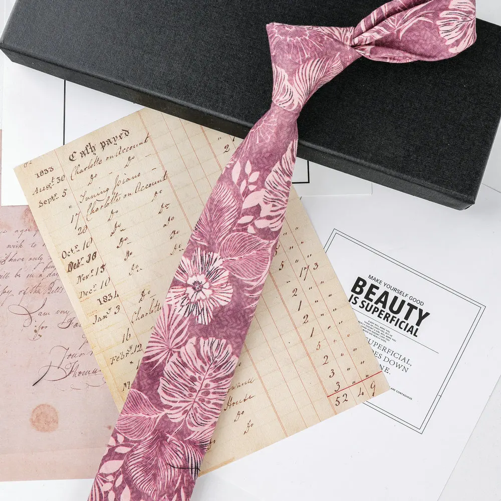 Neue 6CM Herren-Krawatte mit Druckmustern, klassische Krawatten für Männer, Bräutigam, Baumwolle, Hochzeit, Blumenmuster, Business-Hemden, Krawatten-Accessoires – Detail 18