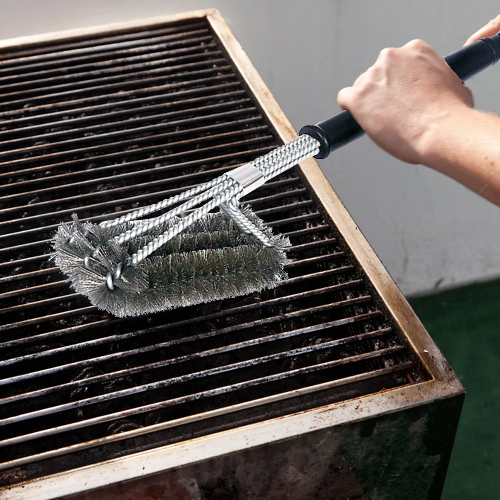 Barbecue Grill Brush BBQ Clean Tool Stainless Steel Wire Bristles Non-stick Cleaning Brushes Barbecue Accessories Triangle Brush barbecue cleaning tools grill brush cleaning brushes
