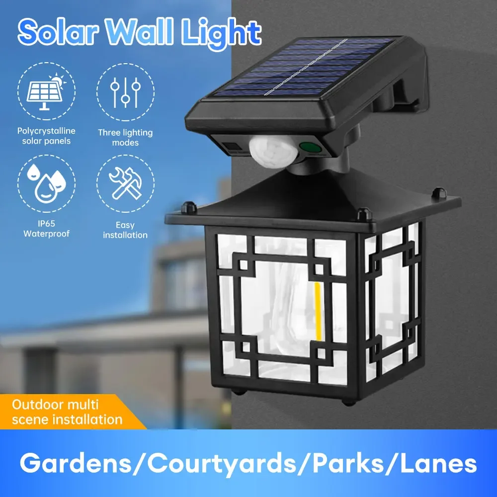 Motion Sensor Garden Street Solar Lamp IP65 Waterproof Garden Security Wall Light LED Outdoor Solar Lamp for Yard Patio Pathway