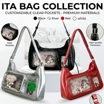 Y2k Harajuku Shoulder Bag Women Korean Transparent Ita Bag School Crossbody Bag Female Japanese Designer Preppy Handbag Purse 1