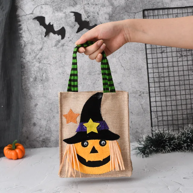 Halloween Non-Woven Tote Bag with Black Hat, Pumpkin, Witch, Ghost Design - Perfect for Trick-or-Treating and Spooky Decor - Image 10