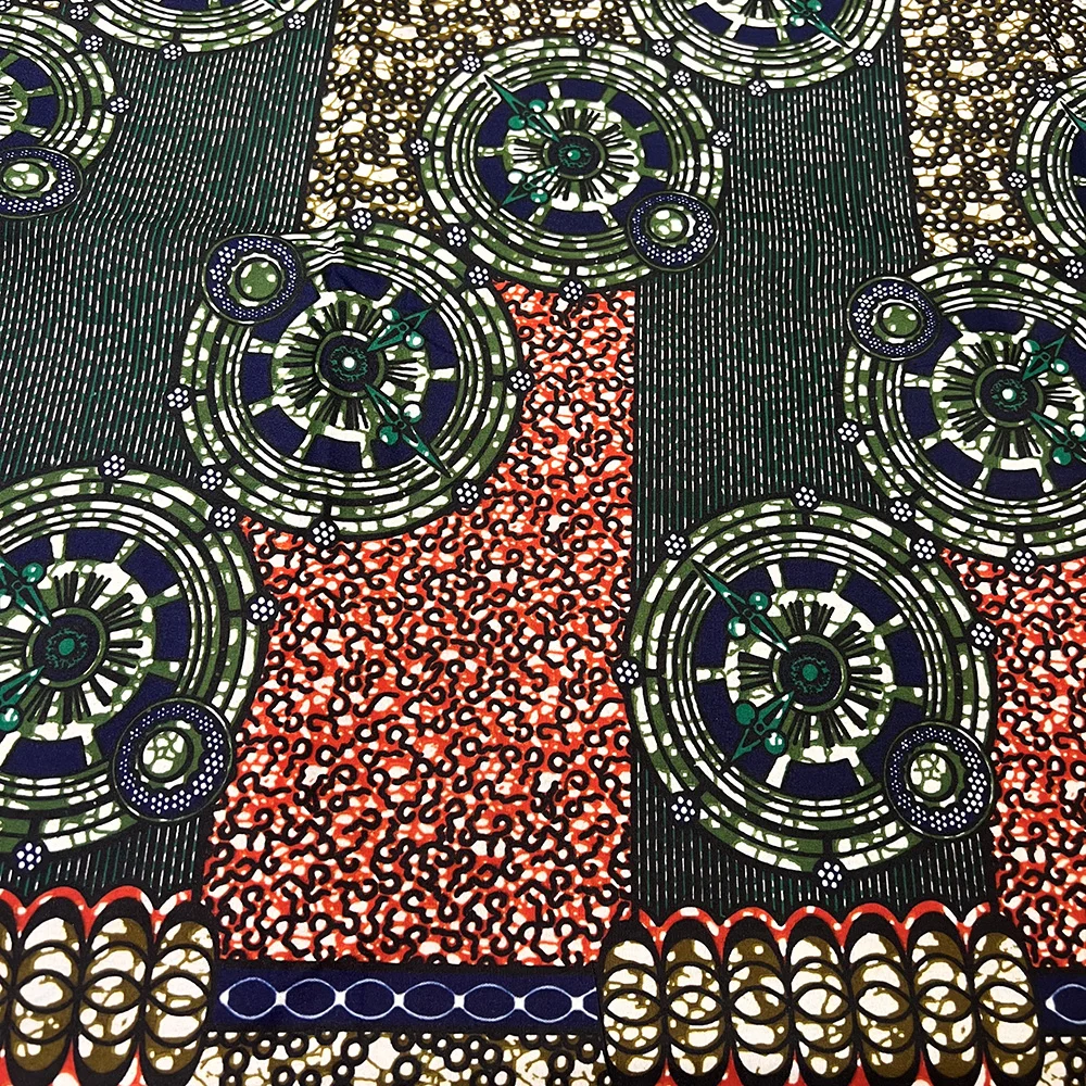 1pc 6 yards Fabric 5.48meter African Wax Fabric,Ghana Kente Design African Printed Wax Fabric Nigeria Ankara Kitenge Pagnes