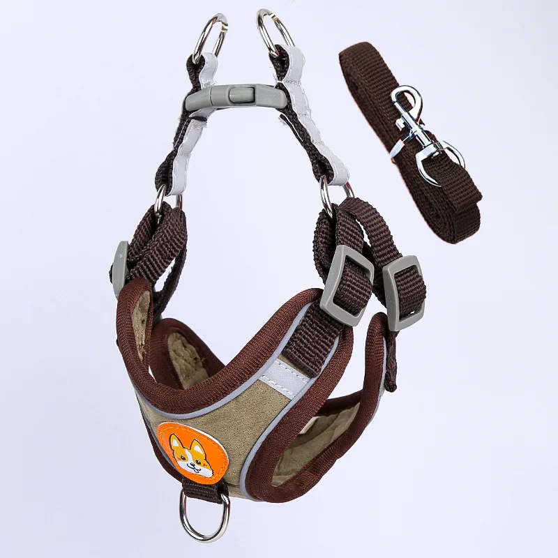 Small Dog Harness with Leash Adjustable Reflective Strip Pet Dog Vest for Small Medium Dogs Teddy Chihuahua Pomeranian
