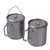 Camping Titanium Cups 450ml 550ml 650ml 750ml Ti Cups Cooking Pot Ultralight Folding Handle 4